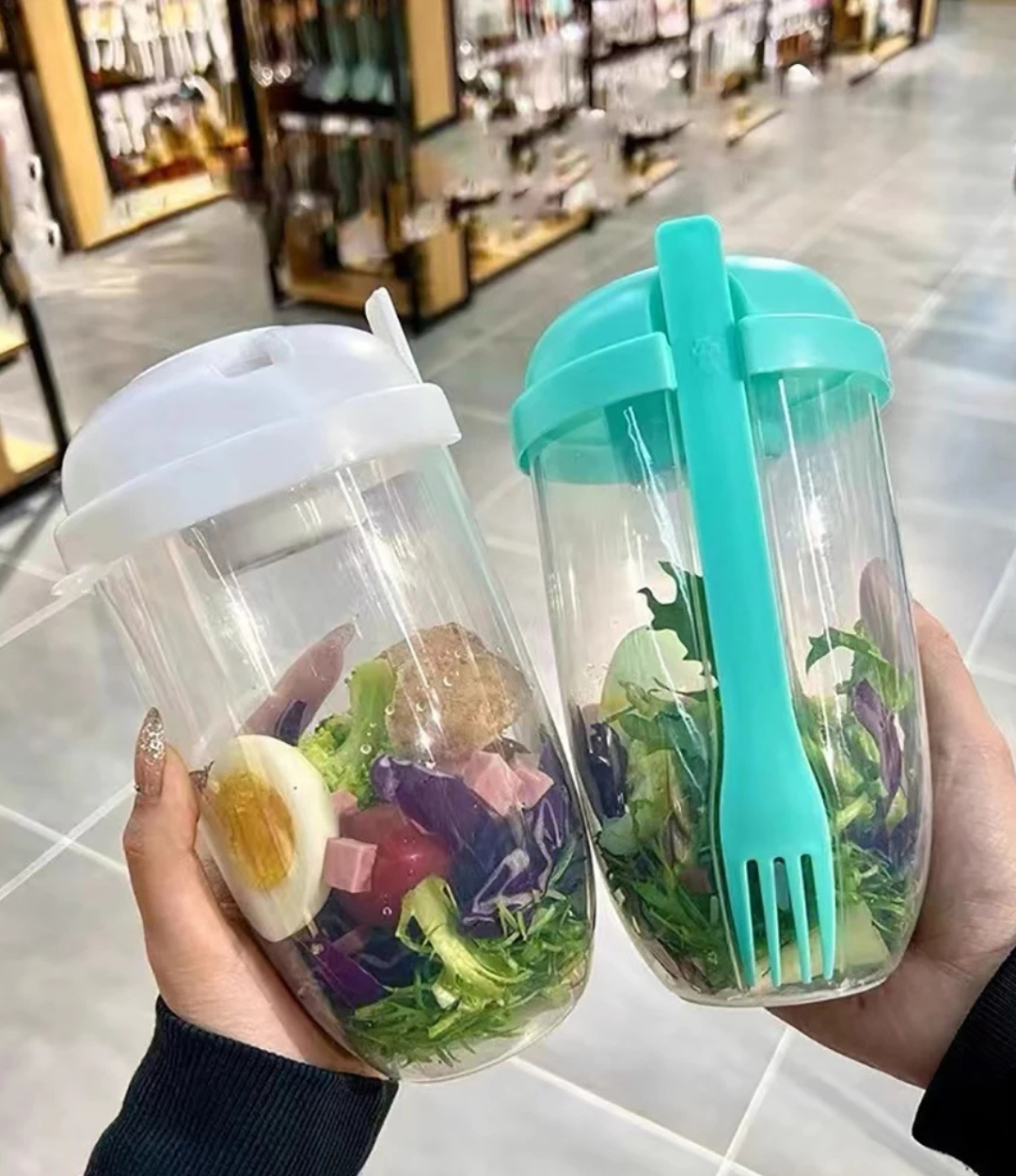 Vaso Portátil para Ensaladas con Tenedor